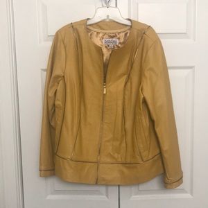 Bradley Bayou Mustard Yellow Leather Jacket.  Size XL